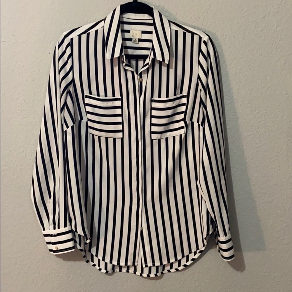 Black and White Blouse